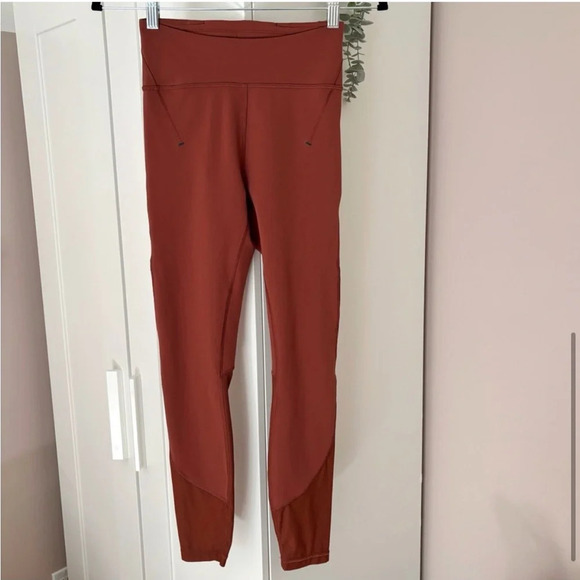 Lululemon Everlux Mesh High Rise Leggings 25" Tight Dark Terracotta Brown Size 4 - Picture 5 of 9